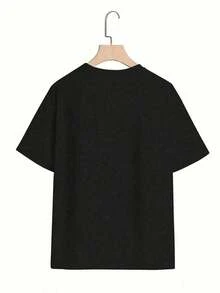 ropa de mujerNueva Camiseta Retro para Mujer20261 Pieza AINO 1 Pieza 100% Algodón Camiseta para Mujeres y Niños con Estampado de 22 Animales Lindos para Fiesta de Día de Zoológico y Vida Sil - Negro - Ver 3
