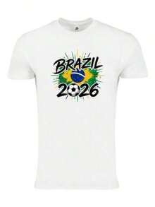 Camiseta unisex con gráfico de la bandera de Brasil _ Ropa para fanáticos del fútbol de la Copa Mundial 2026, ropa de hombre, camisetas para hombre, camisa de hombre, conjuntos de verano para hombre, ropa de verano para hombre, conjuntos de verano modestos, tops de jersey para mujer, estilo resort, ropa de verano para mujer, tops de algodón, tops de verano, ropa para niño pequeño, ropa para niña pequeña, camisetas para adolescentes, camisetas para adolescentes, ropa para adolescentes, adolescentes, camisetas para adolescentes, ropa para niñas, ropa para niñas pequeñas, ropa para niñas, tops para niñas, ropa de verano para niñas. - Negro - Ver 1