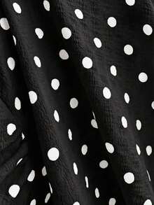 Vestido de tirantes con estampado de lunares, volantes en el bajo y lazo delantero para mujer - Negro - Ver 6