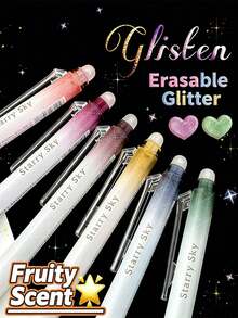 6支/套 0.7mm 可擦闪光凝胶笔，可擦塑料凝胶墨水笔，带水果香味，6种颜色可选，适用于笔记本、学校和办公室 - 套裝 - 查看 12
