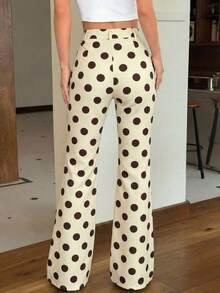 Pantalones negros acampanados casuales de ajuste ceñido con botones delanteros de unicolor para mujer - Multicolor - Ver 2