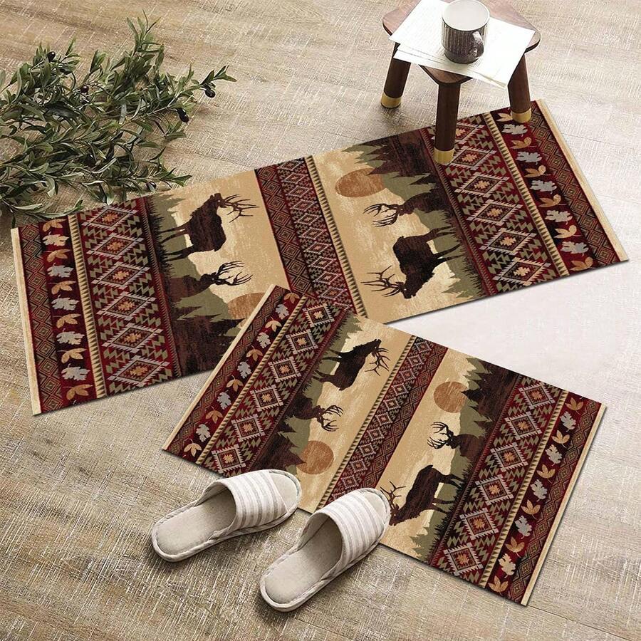1pc Vintage Floral Pattern Printed Rug, Long Doormat Series, Indoor Entrance Mat, Bedroom Bedside Mat, Kitchen Mat, Suitable For Living Room, Laundry Room, Bathroom - Multicolor - View 1