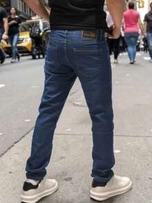 Men's Slim Fit Denim Jeans With Elastane And Lycra - 阿祖爾辦公室 - 查看 3