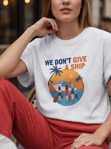 Esta semana no vamos a navegar Camiseta de crucero familiar para vacaciones de verano, viajes de chicas, 100% algodón, cuello redondo, top para vacaciones familiares, regalo divertido para mujeres y mejores amigas, Matc-1Camiseta Algodón - Blanco 6 - Ver 7