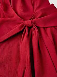 XHESHEIN MOD Vestido de largo medio con decoración de lazo en la espalda para mujerXHE - Rojo - Ver 4