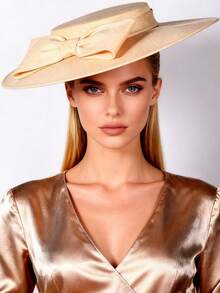 HIMESPORT Elegante tocado de ala ancha para iglesia para mujer, sombrero con lazo grande para ocasiones formales, estilo Kentucky, para dama, boda, novia, cóctel, fiesta de té y vestido, sombrero de copa plana - Multicolor - Ver 15