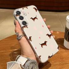 1pc Dachshund Dog Pattern Transparent Space Case Full Coverage TPU Phone Protective Cover - Multicolor - View 3