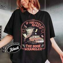 1 pieza Camiseta Artsadd Book, Regalo para amantes de los libros del oeste, Camiseta de estilo campestre, para lectoras campestres, Twisters Tornado, Camisetas de gran tamaño para mujer, Regalo para el Día de la Madre, 180g Algodón 100% - 1-blanco - Ver 10