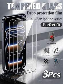 MIGAE 3 Packs Full Screen Tempered Glass Screen Protector Compatible With IPhone 17 Pro Max, 17 Air, 16, 16 Plus, 16 Pro, 16 Pro Max, 15, 14, 13, 12, 11 Pro Max, X, XS, XR, Mini, 7, 8, 14 Plus. Also Compatible With 14, 15 Pro Max Screen Protectors. - Clear - View 7