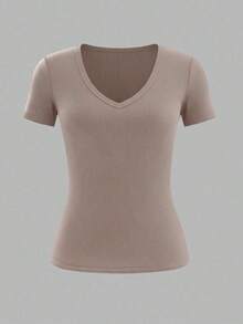 Set de 3 camisetas casuales de manga corta y cuello redondo de corte slim para mujer - Multicolor 6 - Ver 4