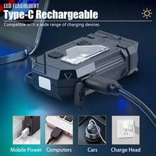 1 pieza Linterna de bolsillo súper brillante COB con clip recargable, luz LED multifuncional de emergencia - flash - Ver 8