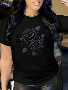 Camiseta de mujer para primavera y verano - Negro - Ver 10
