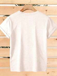 2026SummerELYSIAN WEAR Camiseta de Mujer 180G, Corte Holgado Casual, Cuello Redondo, Manga Corta, Estampado Gráfico con la Frase divertida "Puede que sea relajada, pero puedo inclinarme hacia adelante muy rápido". Ideal para uso diario, cómoda y suave, de mezcla de algodón, adecuada para mujeres que aman el humor y el estilo relajado. Camisetas gráficas holgadas y cómodas. - Albaricoque 3 - Ver 3