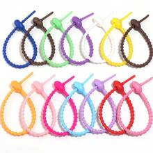 10pcs/Pack 21cm Adjustable Dopamine Color TPE Tadpole Shaped Tie Wraps, Data Cable Organizer, DIY Accessories For Bags, Clothes, Keychains - Cable Ties - View 7