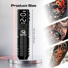 DQFART Wireless Tattoo Machine Kit With Smart Display - 1600mAh Battery, 5-6 Hours Working Time, Quiet & Lightweight Tattoo Pen, Suitable For Beginners, Includes Complete Set Of 10 Needle Cartridges And 10 Inks - Black - View 12