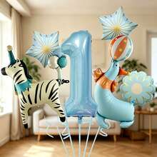 1 bộ bong bóng số động vật rừng, bao gồm bong bóng số màu xanh baby, bong bóng hình ngựa vằn và hải cẩu xiếc, kết hợp với bong bóng hình sao và hoa, phù hợp làm quà bất ngờ cho con trai/con gái, tiệc sinh nhật trẻ em, sự kiện chủ đề cho bé trai, kỷ niệm 100 ngày, phông nền chụp ảnh sinh nhật, tạo không khí cổ tích tươi mới và chữa lành, dù trong nhà hay ngoài trời, mang đến nét sinh động và đáng nhớ cho lễ kỷ niệm sinh nhật của trẻ - Xem 16