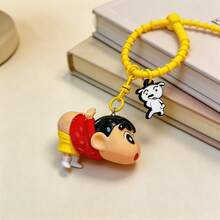 MINISO 3D PVC Crayon Shinchan Keychain With Colorful Beads And Cute Cartoon Figure, Fun And Durable Design For Bag, Car, Or Home Decoration, Collectible Gift, Multiple Styles Available - Red - View 3