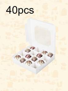 5pcs/10pcs Transparent Baking Boxes With Window, Dessert Boxes, Pastry Boxes, Gift Boxes, Easy To Use, Can Be Mixed And Matched, Suitable For Candies, Chocolates And Other Treats, Ideal For Celebrations And Home Baking - White - View 10