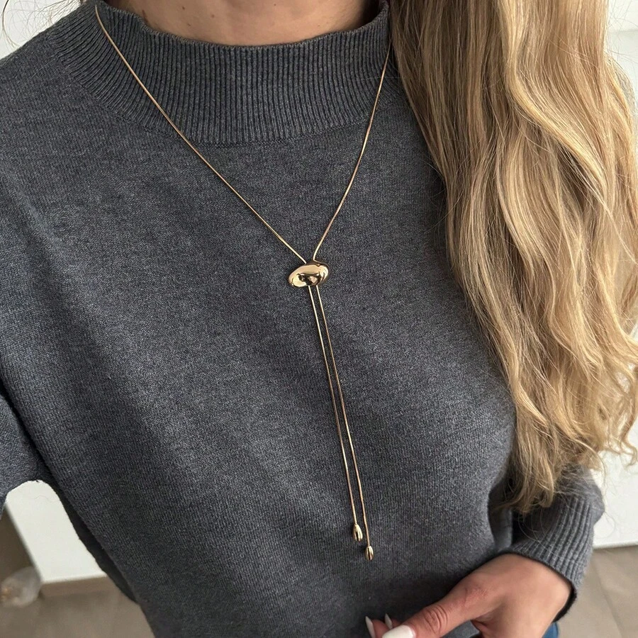 1 chiếc mặt dây chuyền hình chữ Y không đều kiểu Bohemian CCB có tua rua dành cho nữ, kiểu dáng đơn giản, thanh lịch, thích hợp đeo hàng ngày, dự tiệc, tụ họp, hẹn hò, đi nghỉ mát, du lịch, quà tặng sinh nhật, lễ hội. - vòng cổ - Xem 1