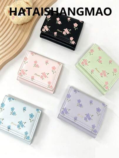 New Korean Spring Romantic Floral Large Capacity Wallet For Women, Minimally Short, Women's Wallet