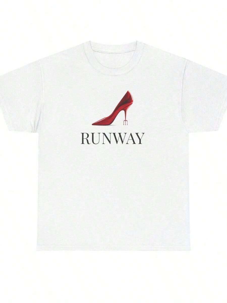 1 pieza de regalo para novia: Camiseta de estilo club, camiseta gráfica de moda, camiseta roja de tacón alto, camiseta minimalista estética, atuendo inspirado en Vogue, camiseta de algodón para mujer. - Blanco - Ver 1