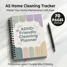 1 pieza Cuaderno planificador de tareas amigable con TDAH, bloc de notas con espiral en tonos macaron apagados, diario de gestión del hogar para déficit de atención, planificador diario de tareas estructuradas, libro de registro diario estilo minimalista Ins, útiles escolares - A - Ver 1