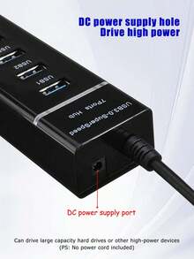 7-Port USB 3.0 Hub, 5Gbps High-Speed USB Splitter With LED Indicator, Plug & Play USB Expander For Laptop/PC/Desktop, Flash Drive, External Hard Drive, Gaming Console, Office/Home Use - View 4