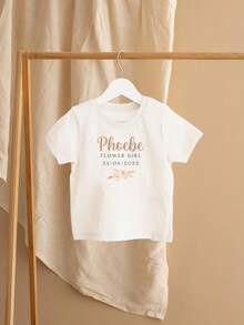 Camiseta personalizada para niña de las flores, atuendo de boda para niño, regalos para damitas de honor, mini dama de honor, atuendo para niño, ropa clásica combinable para todas las estaciones, ideal para ir de compras, citas, actividades al aire libre y uso doméstico, atuendo urbano elegante, ropa femenina de verano de moda, fácil de lavar a máquina. - Blanco - Ver 1