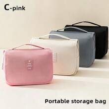 1pc Fashion Portable Cosmetic Bag, New Travel Large Capacity Waterproof Toiletry Organizer - C Pink - View 3