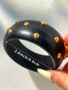 1 pieza Pulsera de estilo punk gótico con diseño de broche abierto y adorno de cruz de strass - Multicolor C - Ver 7