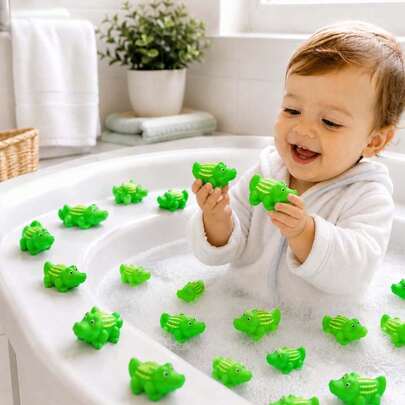 10/20 piezas Juguetes de baño de cocodrilo de goma, Juguetes de cocodrilo de plástico mini flotantes y chillones, Juego de agua para bañera, ducha, piscina y playa, Juguetes de baño divertidos para fomentar el juego de los niños, Gran regalo para niños