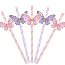 1/10pcs Butterfly Wing Paper Straws, Multi-Occasion Party Supplies, Suitable For Wedding, Bridal Shower, Birthday, Event And Celebration Decoration Drinking Straws - Butterfly - View 12