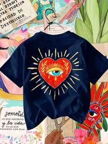 Women's Casual Crew Neck T-Shirt, Comfortable And Breathable Fabric, Ideal For Spring/Summer Outings, Loose Fit That Enhances The Silhouette, The Best Choice For Vacations And Travel. Black - 藏蓝色 - 查看 3