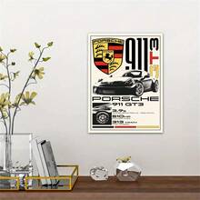 1 tấm áp phích Porsche 911 cổ điển, tải xuống kỹ thuật số phong cách Y2K thẩm mỹ retro đen trắng áp phích xe thể thao - B - Xem 4