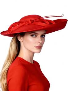 HIMESPORT Royal Women's Sinamay Wedding Hat, Women's Wide Brim Cocktail Party Church Tea Party Dress Soft Felt Hat With Bow - Solid Color - View 8