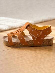 2026 Fashion Multi-Function Girls' Sandals, Button + Hook & Loop Design, Summer Casual Shoes, Suitable For Outdoor And Various Occasions! - Burnt Orange - View 3