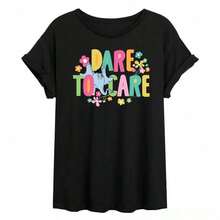 Camisetas de mujer de nuevo estilo, tops de mujer, camisetas estampadas para mujer - camisetas retro para mamás, camisetas casuales de manga corta con cuello redondo y estampados de letras divertidas, camisetas con estampados de letras divertidas para madres, camisetas estampadas, tops de mujer - camisetas retro de estilo callejero, neutras, holgadas, de algodón, de manga corta y con cuello redondo. - Negro - Ver 1