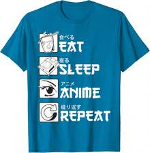 Eat Sleep Anime Repeat Manga Camisas Hombres Mujeres Camiseta, Negro - - Zafiro - Ver 4