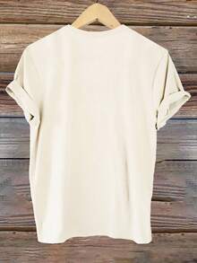 Envío en 24 horas desde México: Camiseta con estampado gráfico, manga corta y cuello redondo, top casual para verano y primavera, ropa de mujer. - Negro - Ver 7