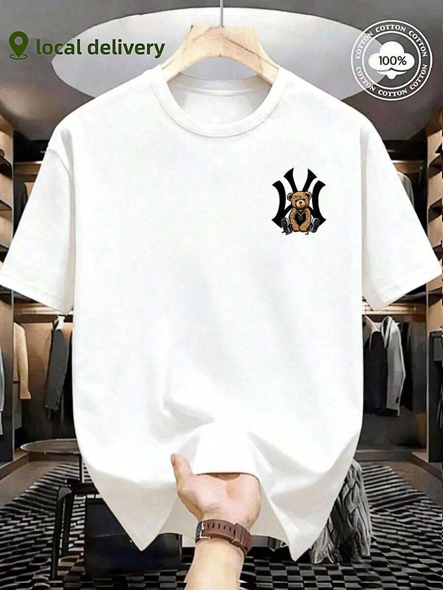 100% Cotton Men's T-Shirts, Gym Shirts, Men's Clothing, Short-Sleeved Crew Neck Set, Men's Beach Summer T-Shirts, Women's T-Shirts, Animation Gifts For Men, Mexico, National Shipping - 白色 - 查看 1