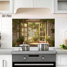 1pc Green Plant Kitchen Wall Sticker, Home Garden Kitchen Themed Design, Natural Wall Decal Easy To Apply And Remove, Modern Kitchen Decor, Retro Home Decor Sticker, Fashionable Kitchen Wall Decal, 2D Flat - A - View 5
