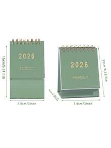 1個 2026 迷你極簡桌面日曆，創意螺旋裝訂日曆計畫本，便攜式桌面裝飾，辦公文具，小型桌面日曆 - 查看 3