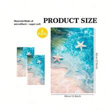 1pc/2pcs/4pcs Polyester Kitchen Towels, Tropical Blue Ocean And Palm Leaf Print, Soft Fabric, Absorbent And Quick-Drying, Washable And Reusable, Suitable For Kitchen Cleaning And Home Decor - Multicolor - View 2