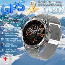 Reloj Inteligente Deportivo Para Hombres, Seguimiento Gps Militar, Pantalla Amoled De 1,43 Pulgadas, Llamada Bluetooth, 10 Atm, - Malla plateada - Ver 1