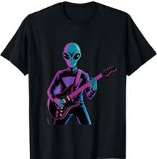 Funny Guitarist Alien Graphic Guitars Alien Alien Guitarists T-Shirt - Negro - Ver 1