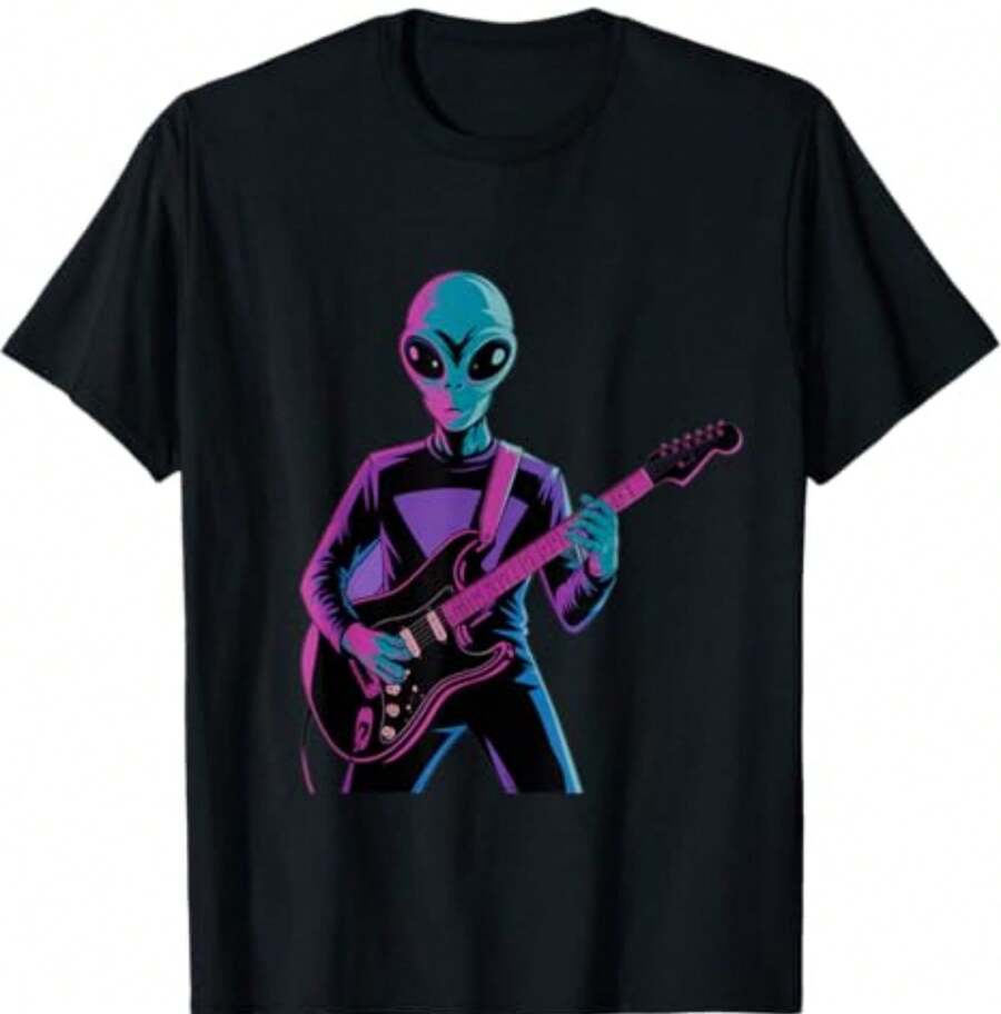 Funny Guitarist Alien Graphic Guitars Alien Alien Guitarists T-Shirt - Negro - Ver 1