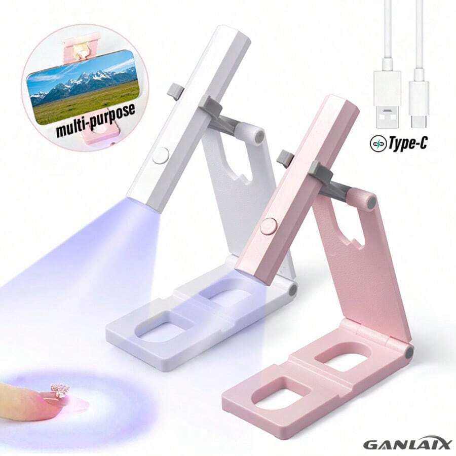 GANLAIX 迷你USB美甲灯，LED/UV美甲凝胶固化灯，便携式速干美甲烘干机带支架