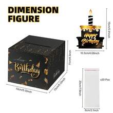Happy Birthday Black & Gold Deluxe Surprise Gift Box, Includes 30 Transparent Bags, Pull-Out Cash Gift Box, Fun Birthday Surprise Gift Suitable For All Ages - View 2