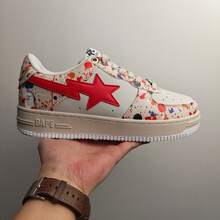 A BATHING APE Bape 休闲运动鞋,撞色星形标志亮面休闲鞋 - 米白3D - 查看 6