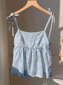 Set de 2 blusas de mujer de lunares blancos y azul marino, camiseta de tirantes de lunares tejidos blancos y azul marino, prendas esenciales de verano para mujer - Azul 2 - Ver 7